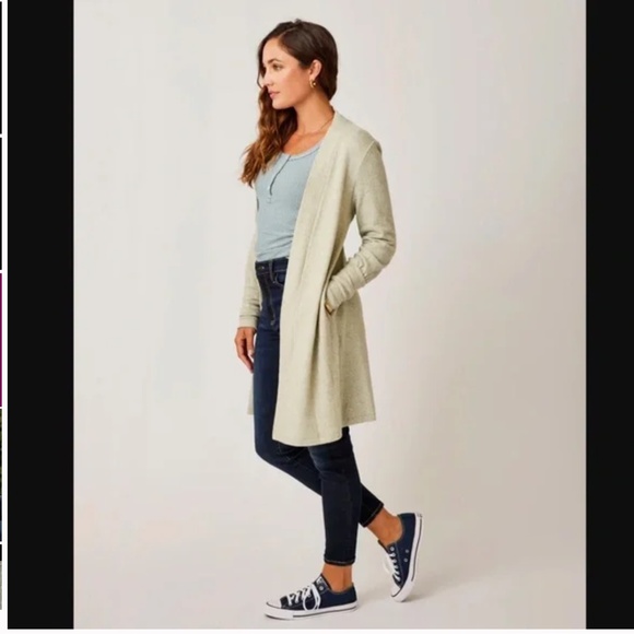 Carve Designs Sz XL Cozy Soft Open Front Cardigan Topper Pale Green Heather - Picture 3 of 11